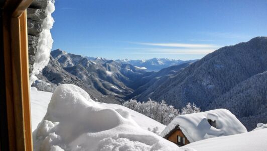 Blick aus dem Schlafzimmer des Rustico Sognett